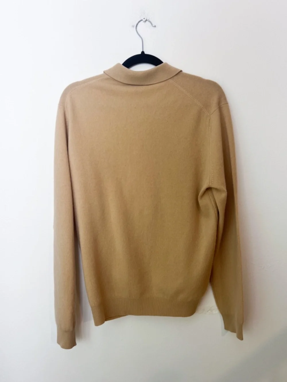 Club Room 100% Fine Cashmere Polo Sweater Men's Medium Camel Beige Knit Luxury